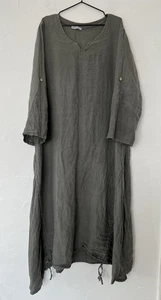 100% Lin Blanc Women’s Maxi Dress Long Sleeves Size XL 100% Linen VGC - Picture 1 of 9
