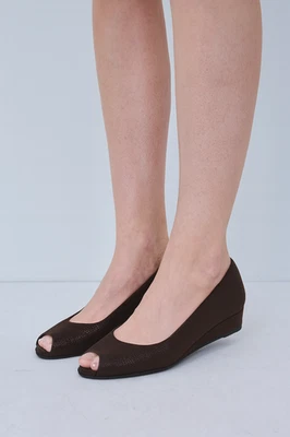 Hecho en Italia Bruno Magli Marrón Peep Toe Tacón Bajo Zapatos de Cuña Talla 8.5 B Foto 1 de 4