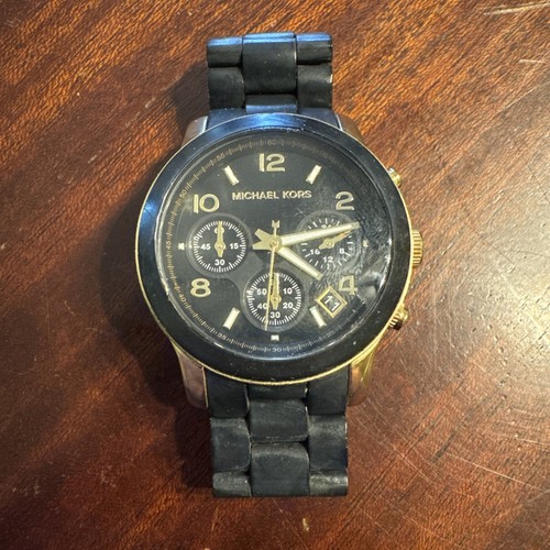 Orologio Donna Michael Kors MK5191 Runway Oro e Nero Poly Cronografo Cassa 38mm