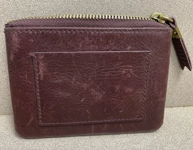 Cartera de cuero Madewell ID bolsa de viaje con cremallera borgoña estuche para tarjetas 4”x 5,25” para mujer Foto 1 de 4