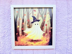 Target Bullseye's Playground Halloween 2025 Witch Ghost Framed Wall Art 8"x8" - Picture 1 of 3