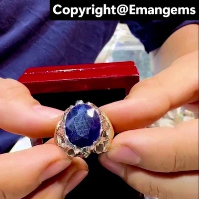 Lindo anel de safira azul Natal Ceilão prata esterlina 925 safira do Sri Lanka - Imagem 1 de 4