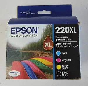 NEU VERSIEGELT ~ Epson 220XL schwarz/cyan/magenta/gelb Tinte 4 Stück Patronen Verwendbar bis 10/2027 - Bild 1 von 6