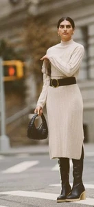 Anthropologie Current Air Women’s XS Cable Knit Midi Sweater Dress Brown - Picture 1 of 15