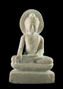 Estatua Buda De Piedra Esteatita - Medicina - Artesanía De Nepal - 6064 S2 G - Picture 1 of 7