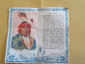 1954-Red Man chewing tobacco American Indian Chief print #8 "RED BIRD" Very Good - Picture 1 of 4