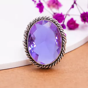 Alexandrite Gemstone 925 Sterling Silver Ring, Adjustable Jewelry, Wedding Gift - Picture 1 of 4
