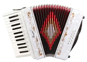 Rossetti 25 Keys 12 Bass Buttons 2512 Piano Accordion - White + Case, Strap - Picture 1 of 3
