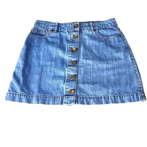 Forever 21 Skirt Mini Jean Button Front Denim Juniors Women's Medium - Picture 1 of 6