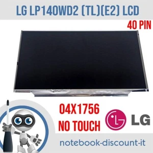 04X1756 Genuine Lenovo 14" HD 1600x900 LP140WD2 (TL)(E2) 40 Pin Display - Picture 1 of 1