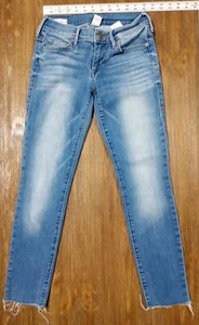 True Religion Jeans Women's Size 26 Casey Low Rise Super Skinny Frayed Hem Light - Picture 1 of 8