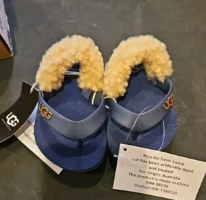 Ugg Australia Babies Yia Yia Chestnut/blue Genuine Shearling Strap Sandals - Picture 1 of 8