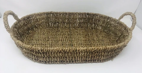 Wire Frame Rattan Woven Wicker Basket Handles 12.5”x18”x3” Cover