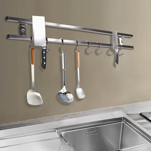 24Inch Magnetic Knife Holder Magnetic Knife Strip with 8 Hooks Powerful Magnetic - Picture 1 of 23