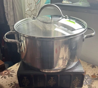 复古 Transtherm WMF 不锈钢 18/10 5.5 夸脱汤锅 带替代盖 — 第 1/4 张图片