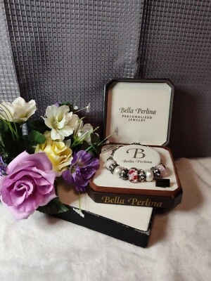 Браслет с брелоками слайдер BELLA PERLINA розовые и красные подвески ювелирные изделия один размер подходит всем - Изображение 1 из 4