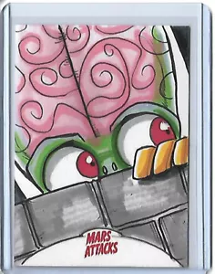 Mars Attacks! Invasion 1/1 Colour Hand Drawn Signed Sketch Card Michael Locoduck - Picture 1 of 2
