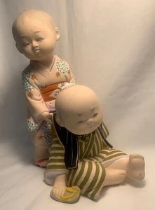 Gump's handbemalt 10 Zoll hohe japanische Hakata-Puppen - 2 Kinder Junge/Mädchen - Bild 1 von 8