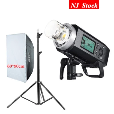 US Godox AD400Pro 2.4G TTL HSS Studio Flash+60*90cm Softbox Stand Fr Canon Nikon - Image 1 of 4