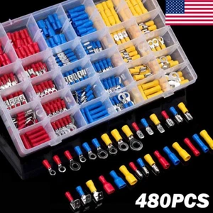 480/720pcs Insulated Assorted Electrical Wiring Connectors Crimp Terminals Set - Picture 1 of 16