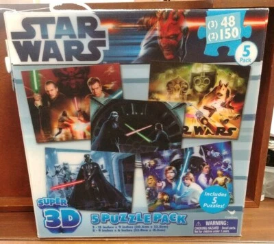 Star Wars Super 3D Puzzle 5 Pack Luke Vader Han Leia 3 x 48 pcs 2 x 150 pcs  - Image 1 of 4