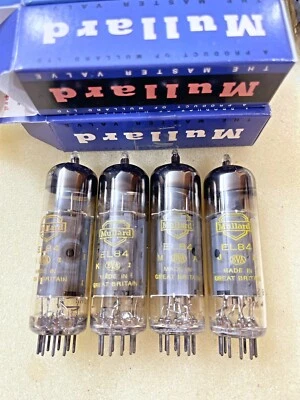 Mullard EL84 6BQ5 7189 Impresiones Amarillas O getter Nuevo de Lote Antiguo Valores de Prueba Coincidentes Cuádruple Foto 1 de 4