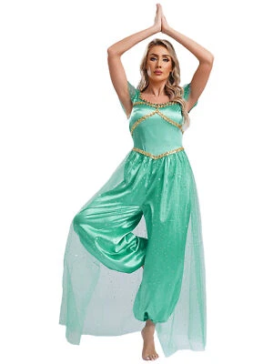 Para mujeres India Princesa Árabe Mono Lentejuelas Danza del Vientre Body Juegos con disfraces Foto 1 de 4