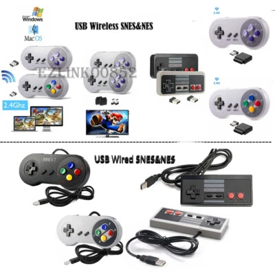 USB PC Wired SNES Gamepad Wireless NES Controller for Mac Raspberry Pi Retropie - Image 1 of 4