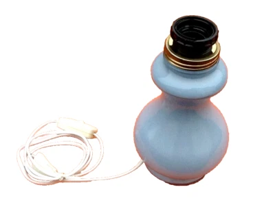 Pied de lampe sur pied douche Verre bleu façon opaline - Photo 1/4