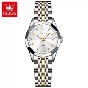 OLEVS Quartz Watch Calendar Stainless Steel Waterproof Women's Wristwatches - Picture 1 of 9