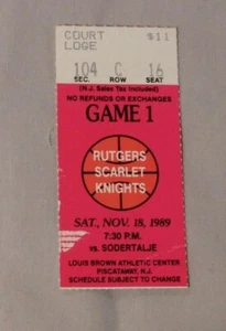 1989 Rutgers Vs Södertälje Kings College Basketball Ticket 18.11.89 - Bild 1 von 1