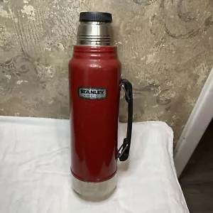 Stanley Vacuum Thermos Insulated 1.1 Qt 1L Stainless Steel Red Missing Cup - Picture 1 of 12