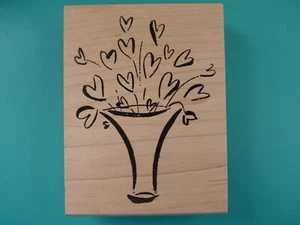 Heart Bouquet Vase, Large DUCKS IN A ROW Rubber Stamp - Picture 1 of 2