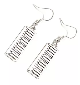 Antique Silver Piano Keys Charms Dangle Earrings. - Picture 1 of 1