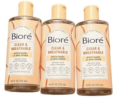 Biore Clear & Breathable Witch Hazel Toner Acne Treatment 8 fl oz Lot of 3 - Image 1 of 4