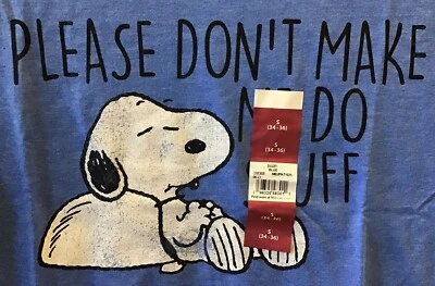 SNOOPY Mens Small, XL, ~OR~ 3XL Blue Shirt "Please Don't Make Me Do Stuff" - Image 1 of 4
