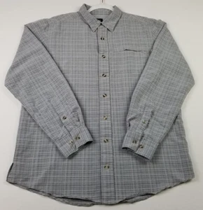 NordicTrack Button Up Hemd Herren M Medium grau weiß kariert Tasche Langarm - Bild 1 von 10