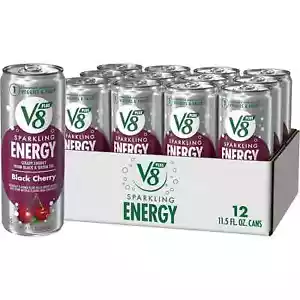 (12 Pack) V8 SPARKLING Black Cherry Energy Drink with Vegetables, 11.5 Fl Oz - Picture 1 of 6
