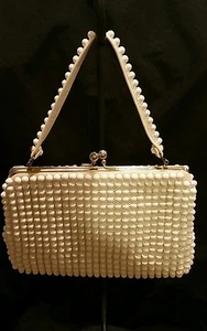 VTG Grande Bead Purse Bag White 1940s Petite Cute - Picture 1 of 5