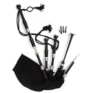 Great Scottish Highland Bagpipes Rose wood Full Silver Mounts & Free Carry Bags - Picture 1 of 8