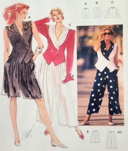 UC Burda 5049 Sew Pattern High Waisted Pleated Palazzo Pants Shorts Jacket 10-20 - Picture 1 of 5
