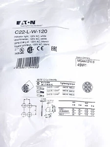 EATON C22-L-W-120 WHITE 120V INDICATOR LIGHT - 4 AVAILABLE - Picture 1 of 2