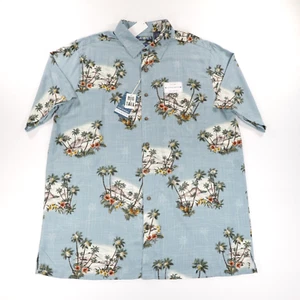Campia Mens Big & Tall Short Sleeve Palm Print Camp Shirt Light Blue Size 3XL - Picture 1 of 9