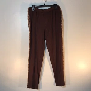Anthony Richards Brown/Leopard Print Side Stripes Womens Size XL Petite EUC  - Picture 1 of 5