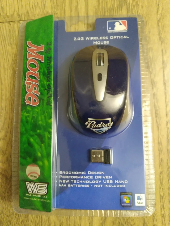 San Diego Padres MLB Wireless Optical Mouse 2.4G Windows / Mac Baseball - Image 1 of 4