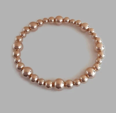 14k Rose Gold Filled Beaded Ball Chunky Bracelet - 5mm, 6mm, 8mm Bead's - image 1 of 2