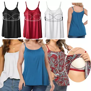 Camisola para damas con sujetador incorporado Chaleco acolchado Prendas para el torso con estante Cami Camisetas sin mangas - Imagen 1 de 37