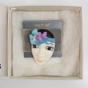 Vintage Porcelain Flappers Pin ORION Hahnes NEW jewelry - Picture 1 of 3