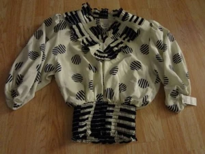 Damenbluse I. Magnin XS Mosaik neu mit Etikett schwarz-weiß - Bild 1 von 3