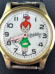 Working Vintage 1972 Flintstones Pebbles Watch Swiss Hanna Barbera Mechanical O3 - Picture 1 of 8